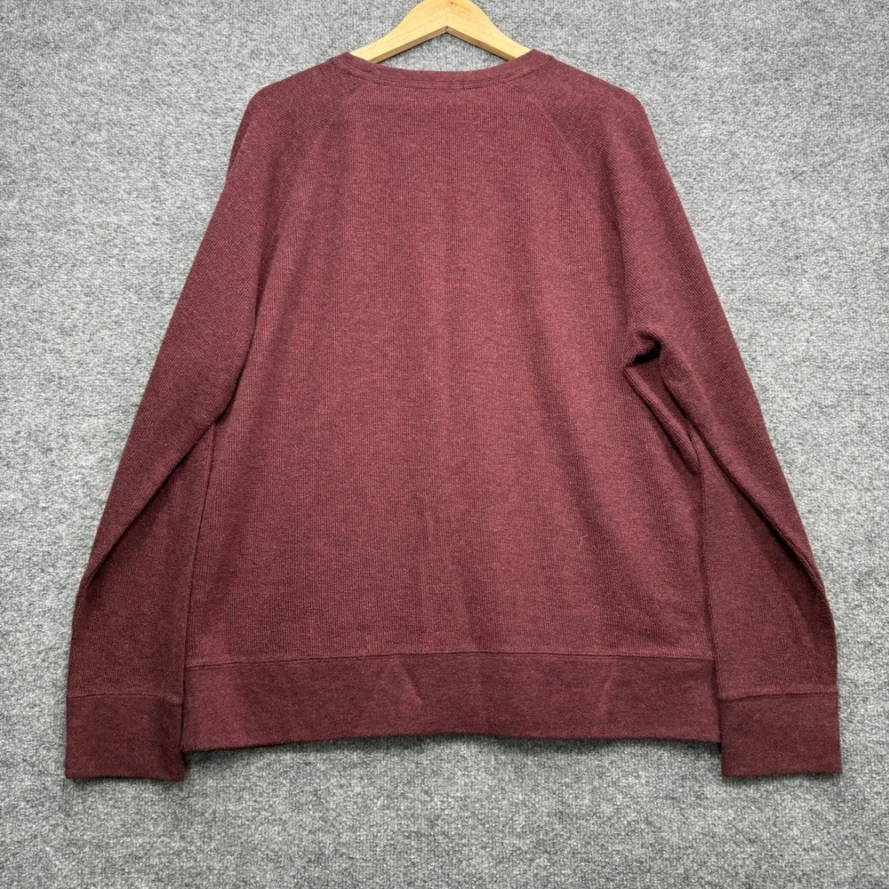 Banana Republic Sweatshirt Mens XL Burgundy Long Sleeve Waffle Fleece Fleece